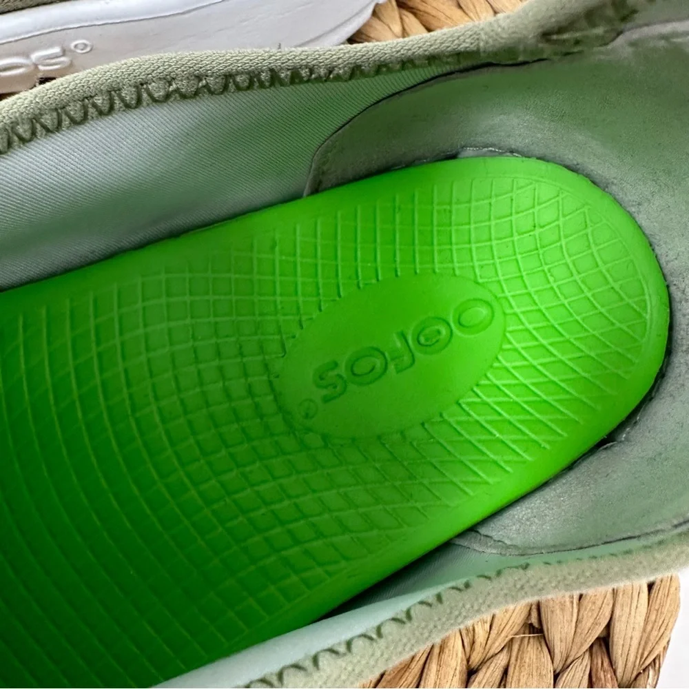 OOFOS Olive Green Slip-On Sneakers with White Sole